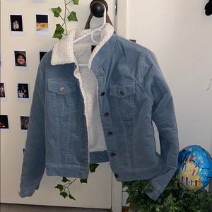 blue fluffy “corduroy” jacket